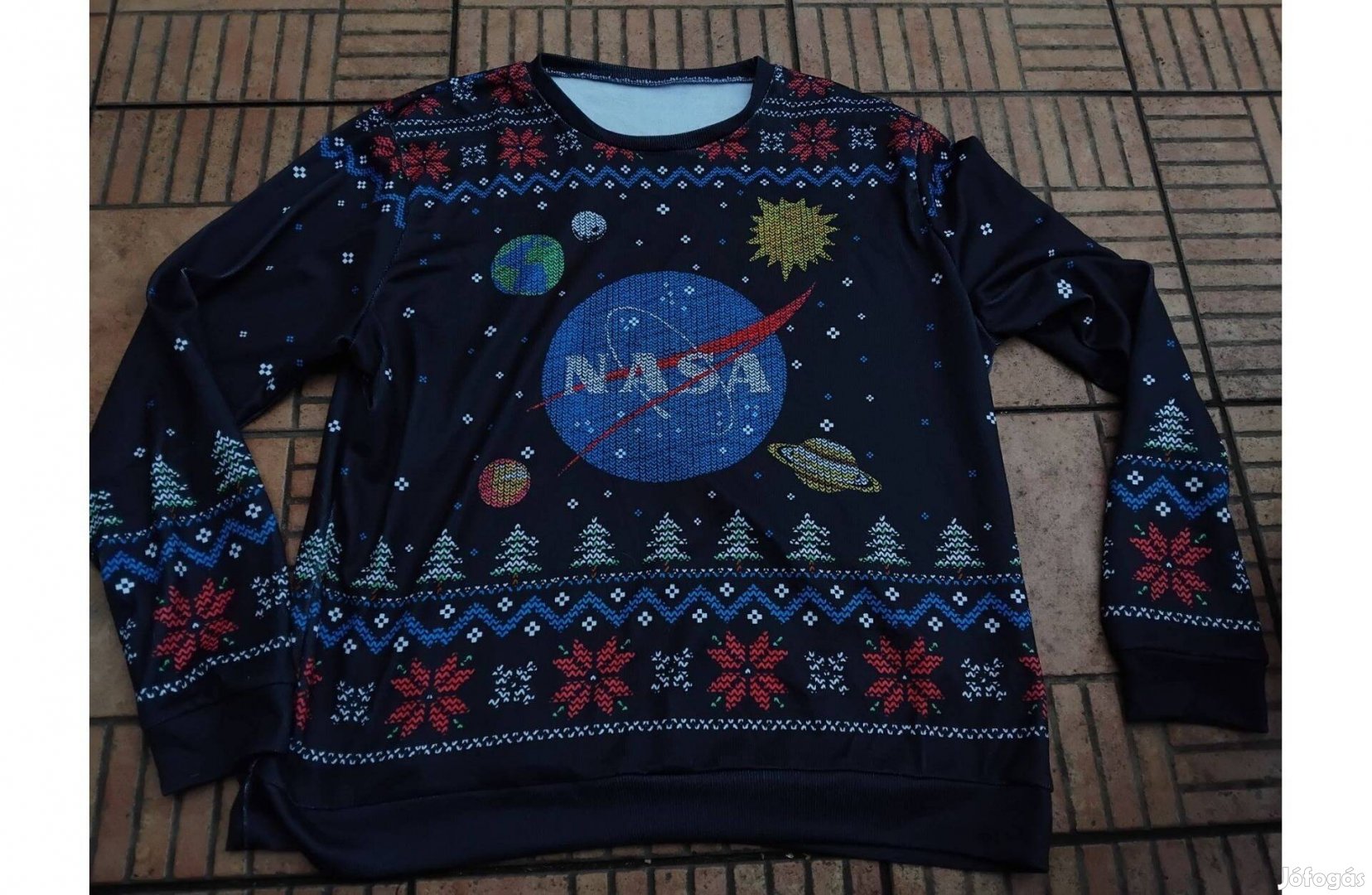 Karácsonyi pulóver Nasa feliratos pulóver XL