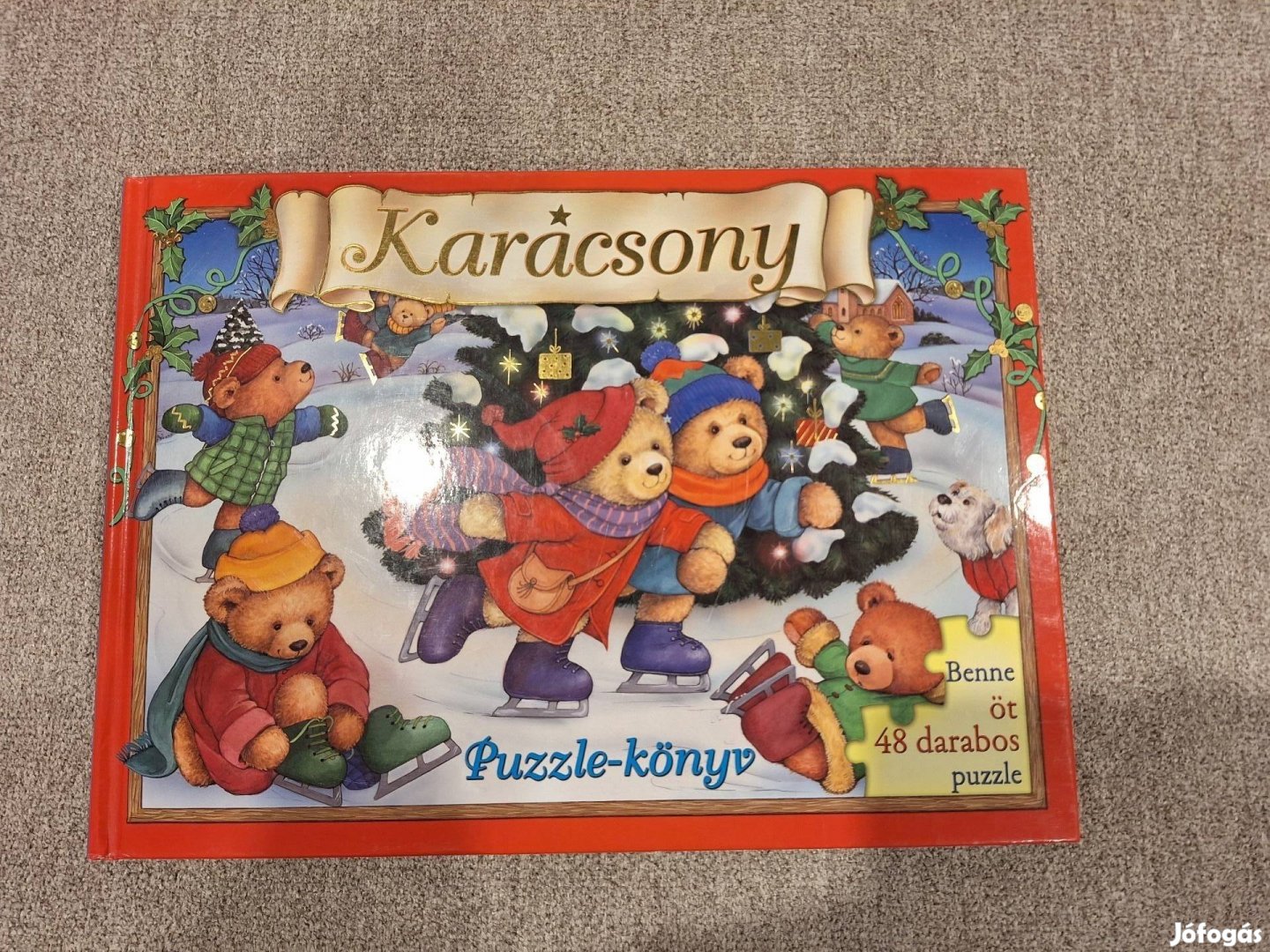 Karácsonyi puzzle könyv, 5 x 48 darabos kép