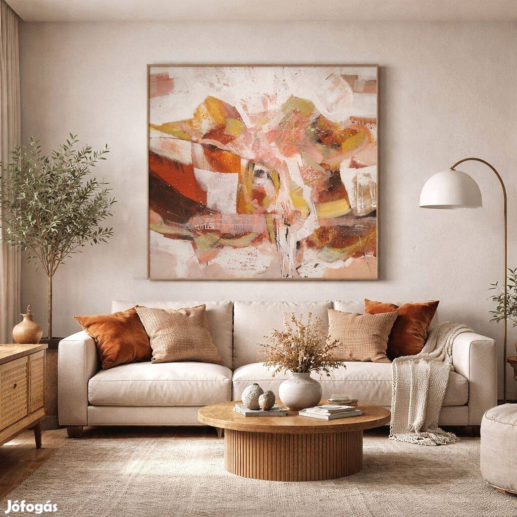 Kárai Mihály színes, modern, absztrakt festmény 90 x 100 cm