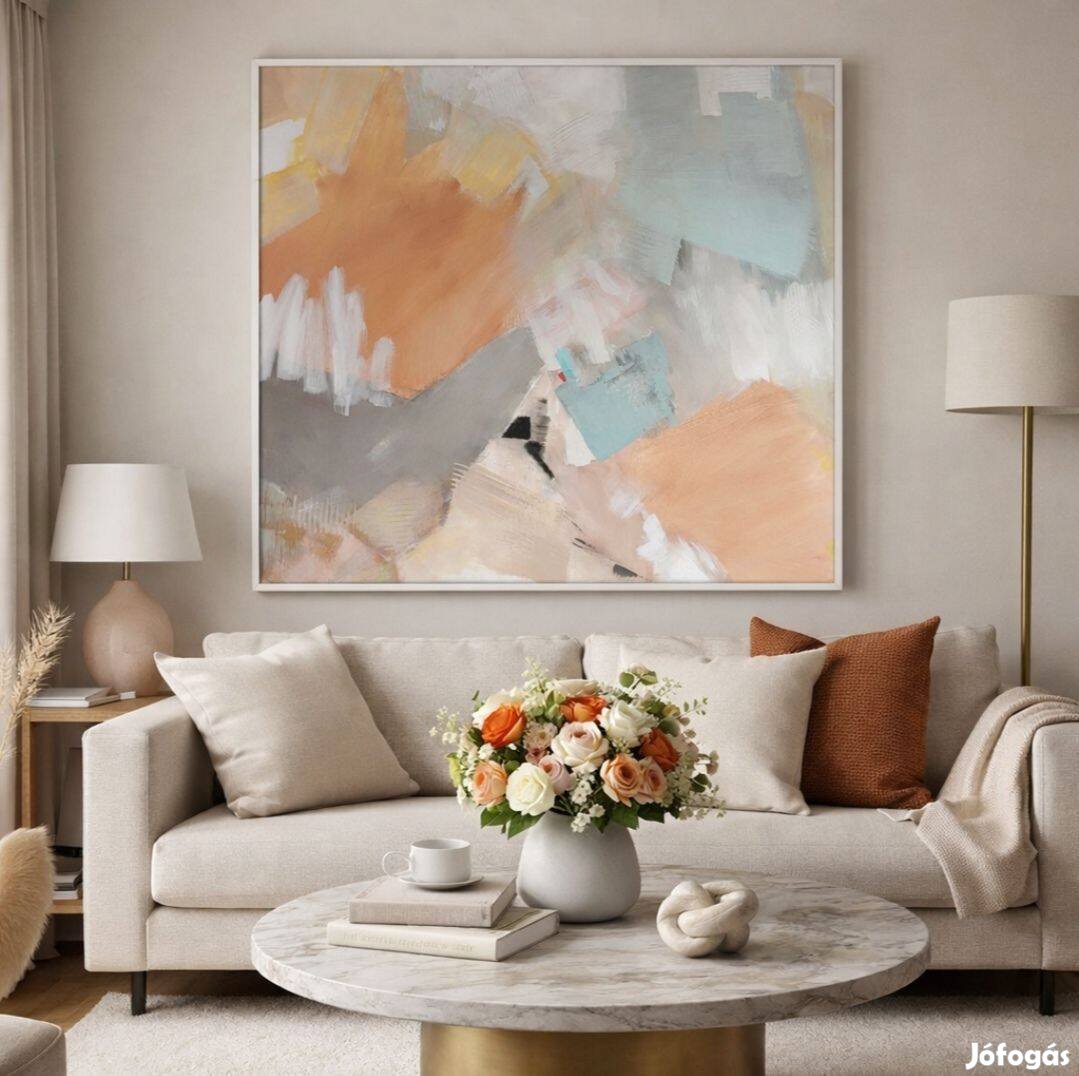 Kárai Mihály színes, modern, absztrakt festmény 90 x 100 cm