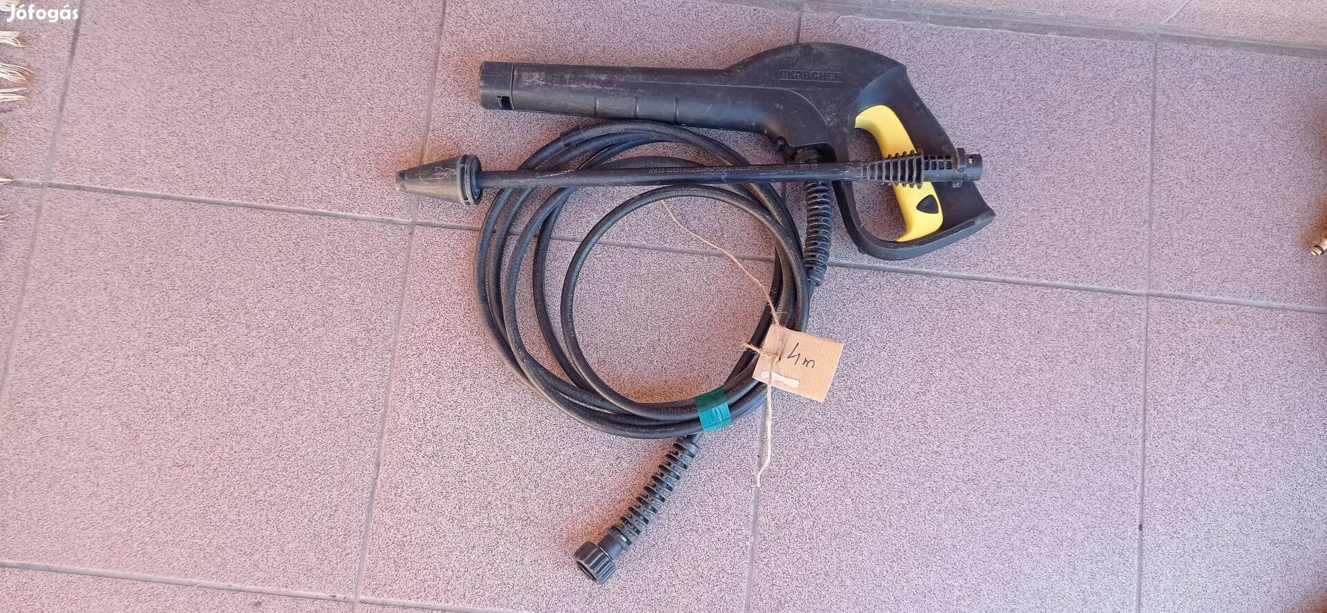 Karcher magasnyomású pisztoly, tömlő és szennymaró.