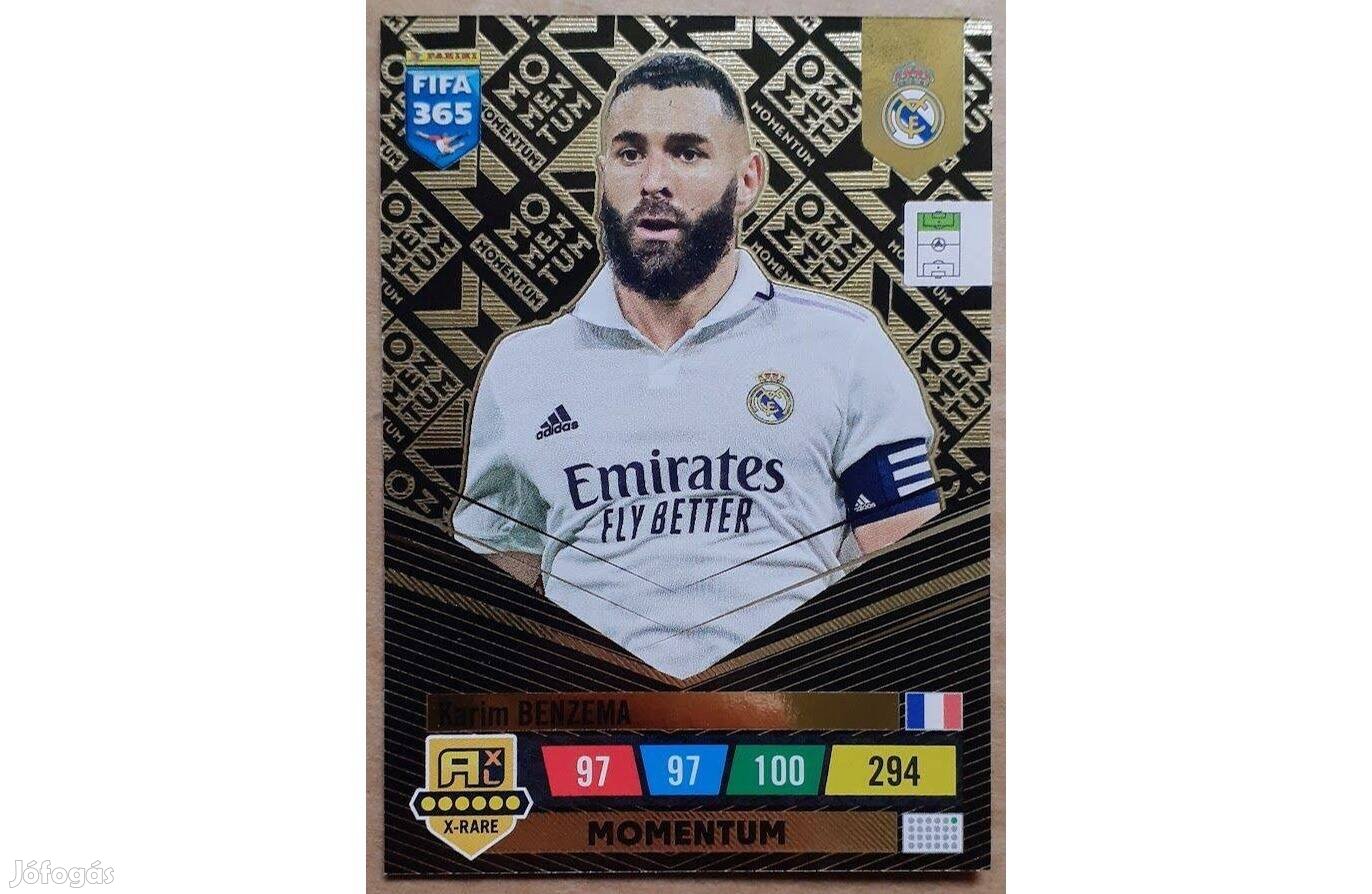 Karim Benzema Real Madrid Momentum focis kártya Panini FIFA 365 2023