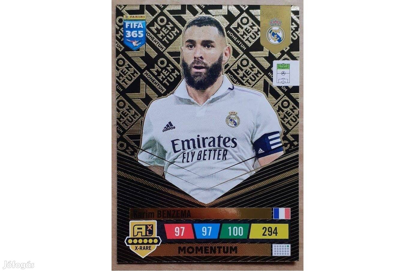 Karim Benzema Real Madrid Momentum focis kártya Panini FIFA 365 2023