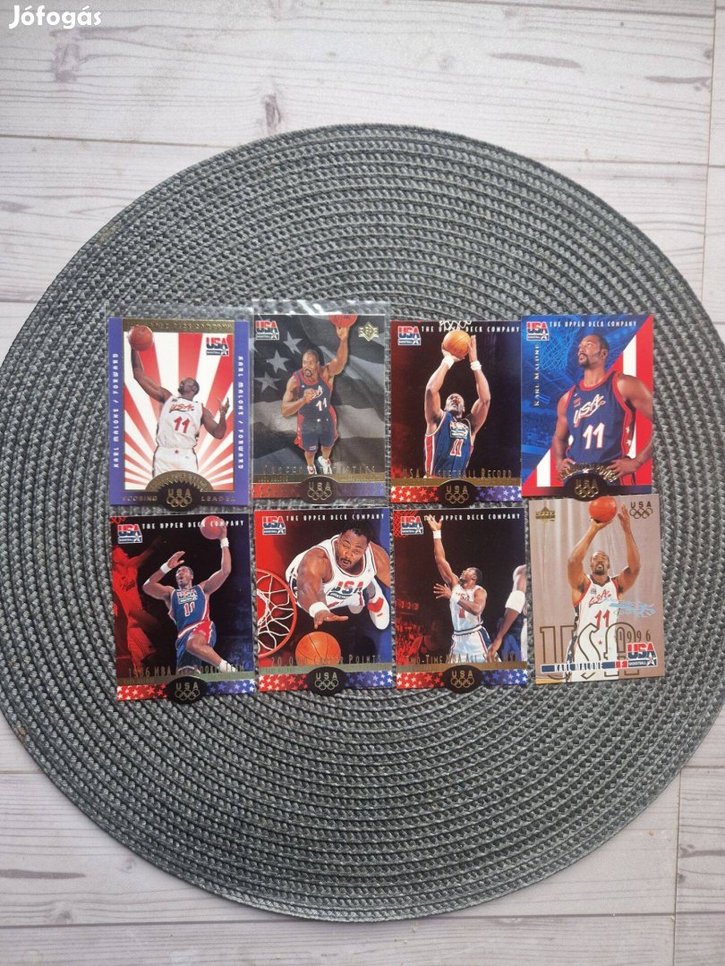 Karl Malone Upper Deck 1995-96 USA Team kosaras kártyák 8db