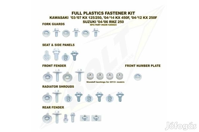 Karosszéria rögzítő csavarok Kawasaki KXF 250 / 450 2016 előtti modell