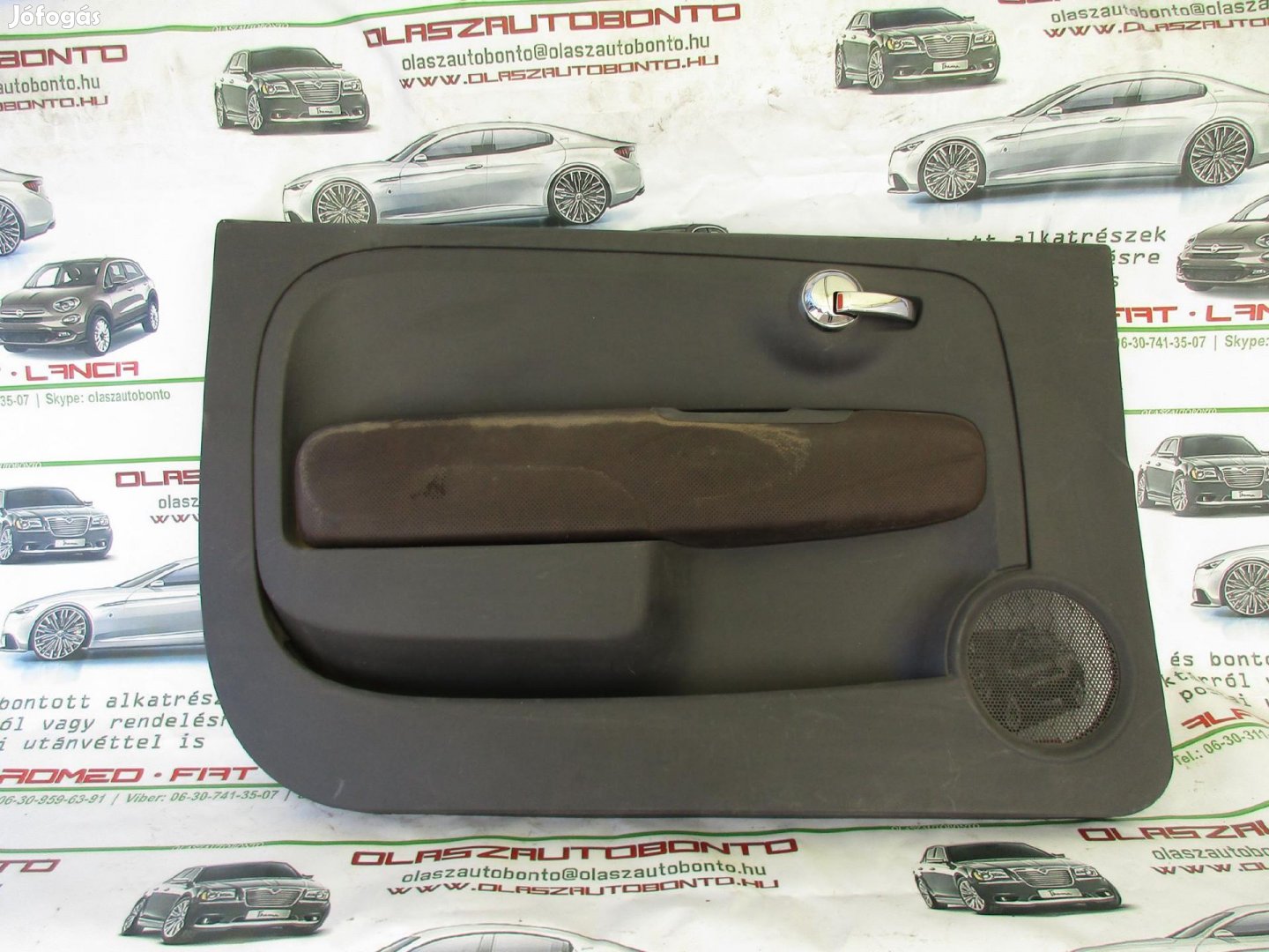 Kárpit13079 Fiat 500 barna színű, bőr, bal első ajtókárpit