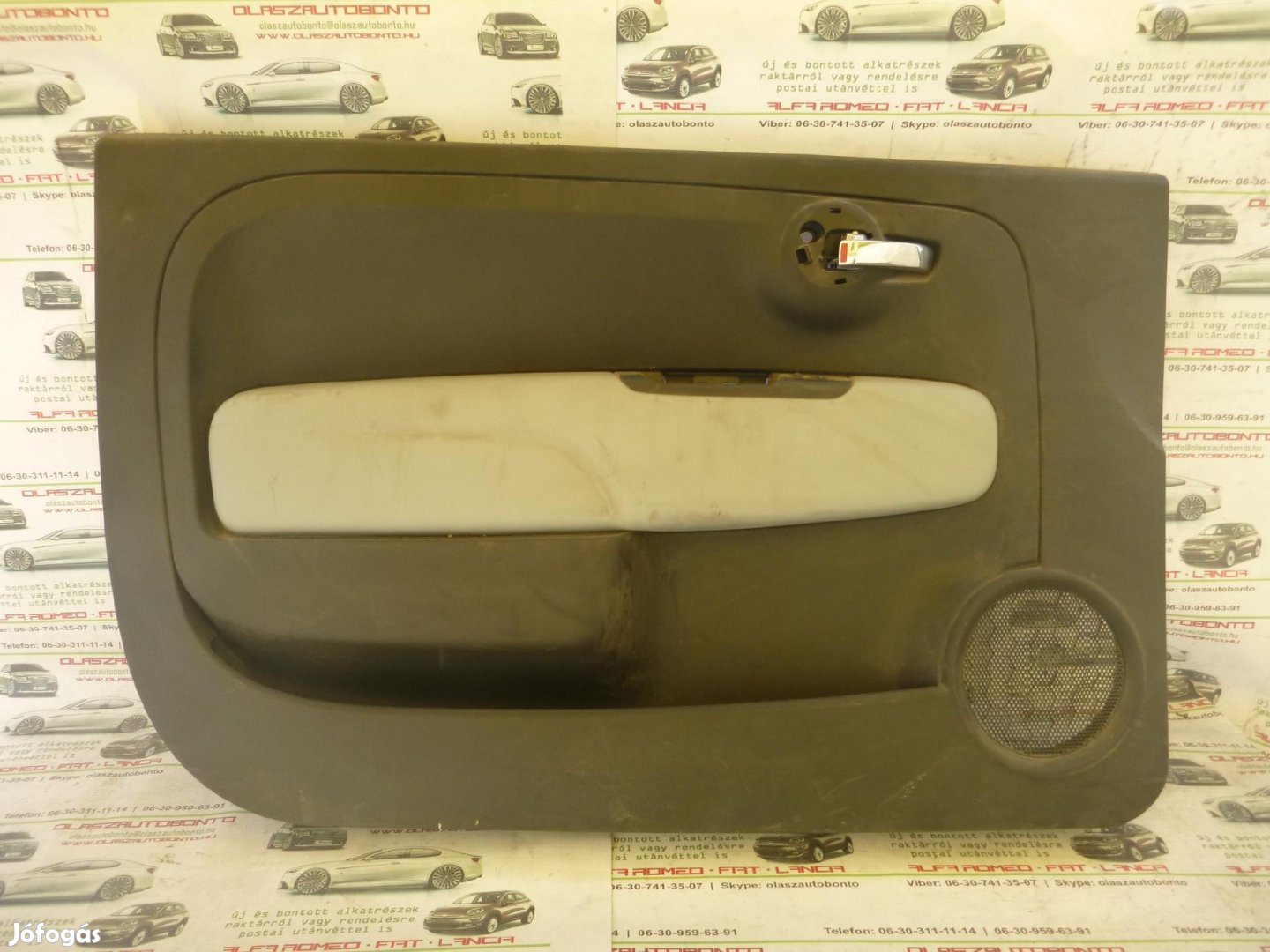 Kárpit419 Fiat 500 szürke színű, bőr, bal első ajtókárpit