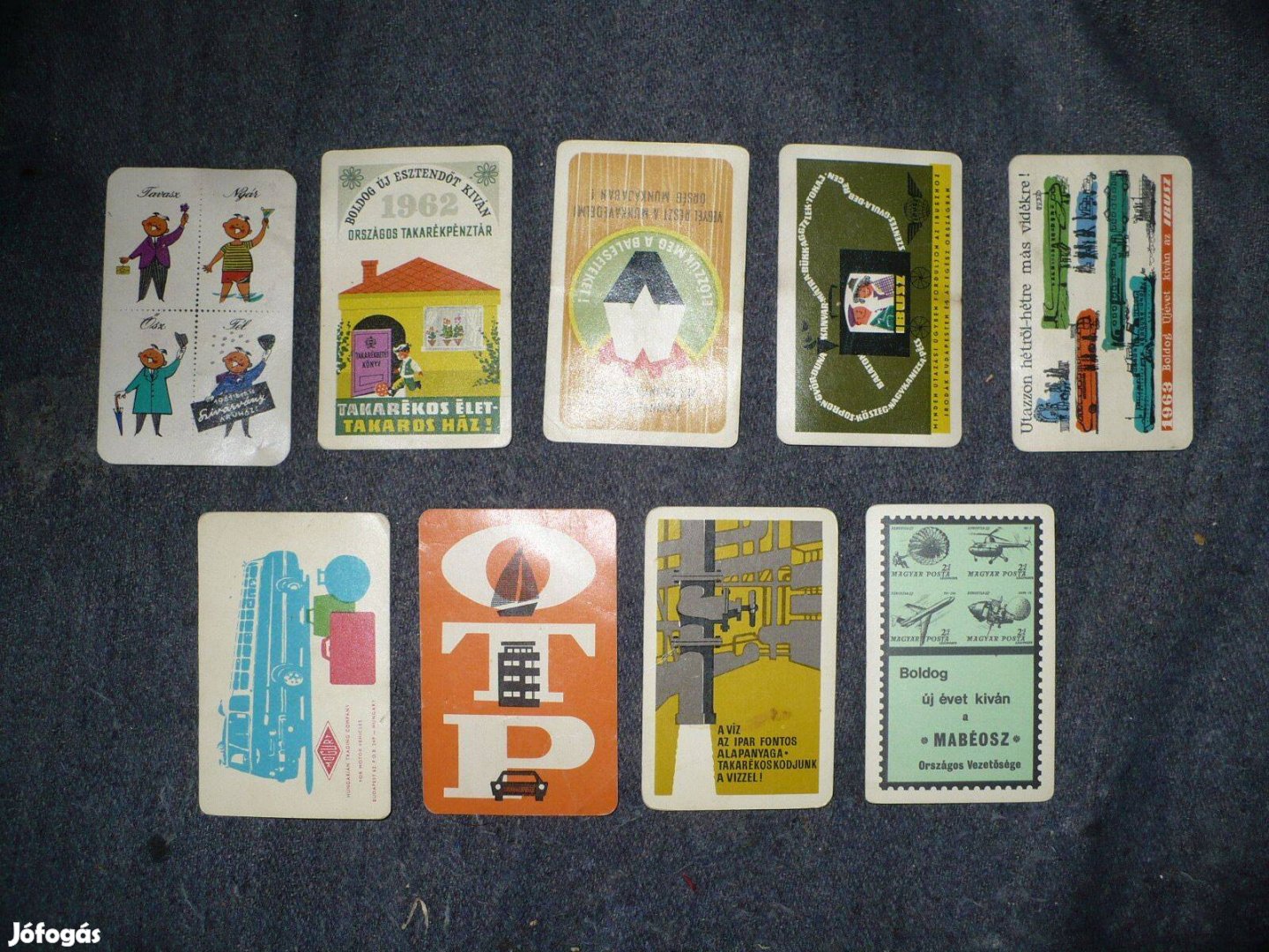 Kártyanaptár-kollekció (1961 és 1969 közöttiek, összesen 9 db)
