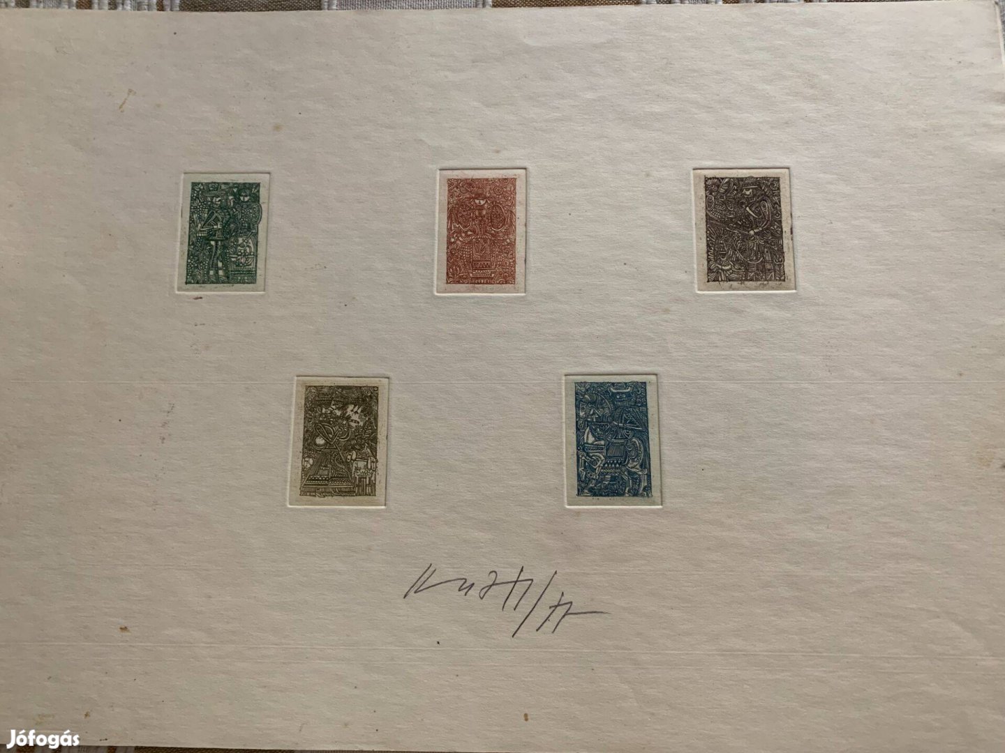 Kass János 2 db népi motívumok rézkarc