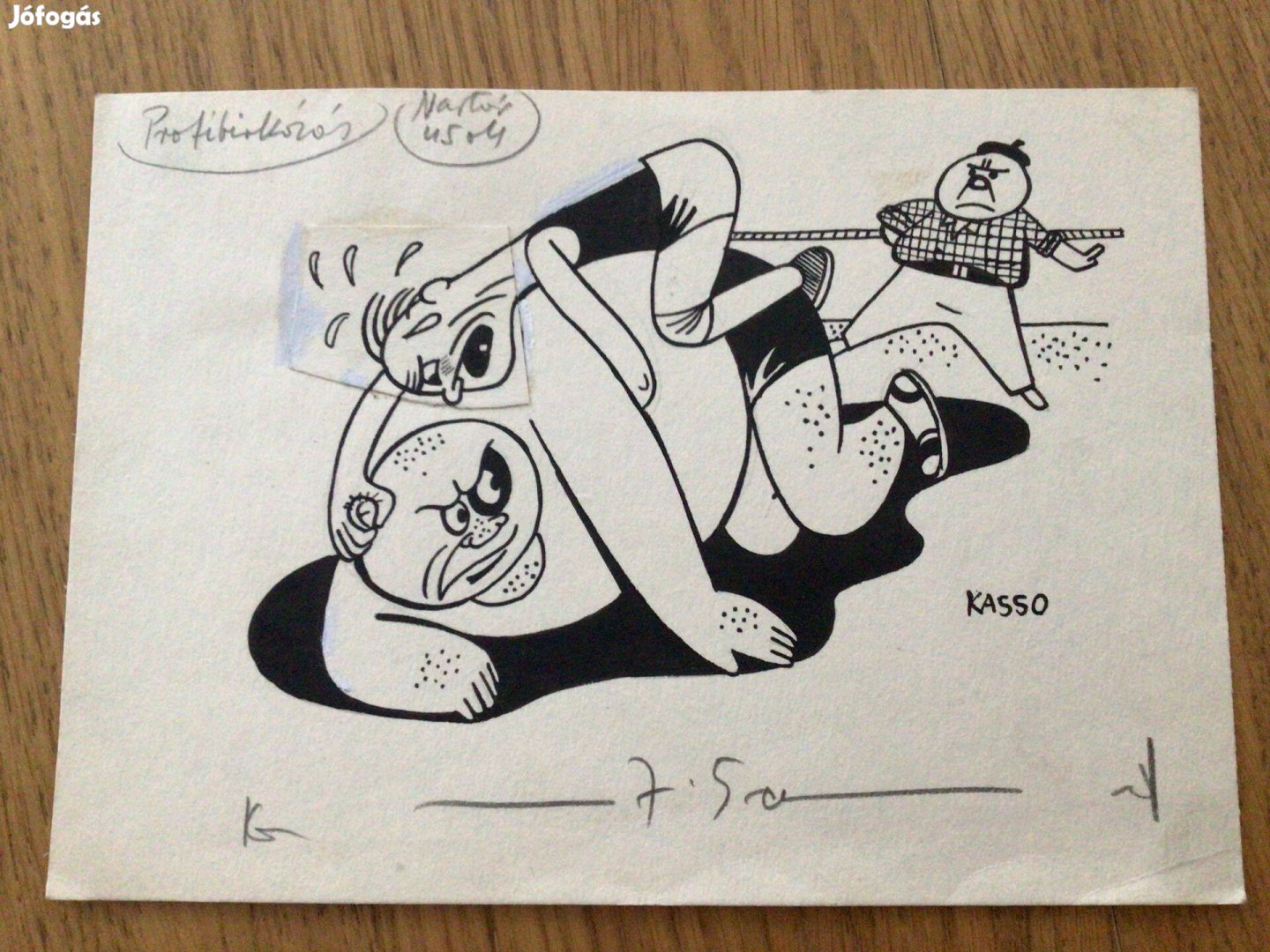 Kasso /Kassowitz Félix/ eredeti karikatúra rajza a Szabad Száj c. lapn