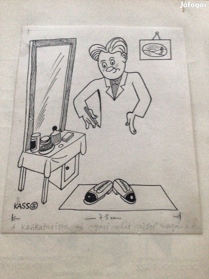 Kasso eredeti karikatúra rajza a Szabad Száj c. lapnak 19 x 15,5 cm