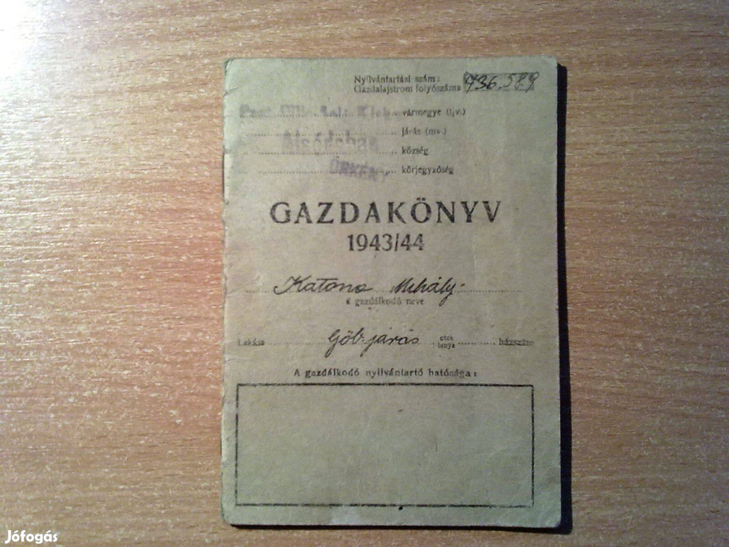 Katona Mihály gazdakönyve - Gazdakönyv 1943/44