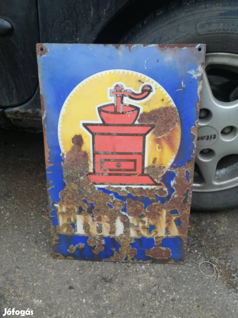 Kávé darálós tábla zománcos