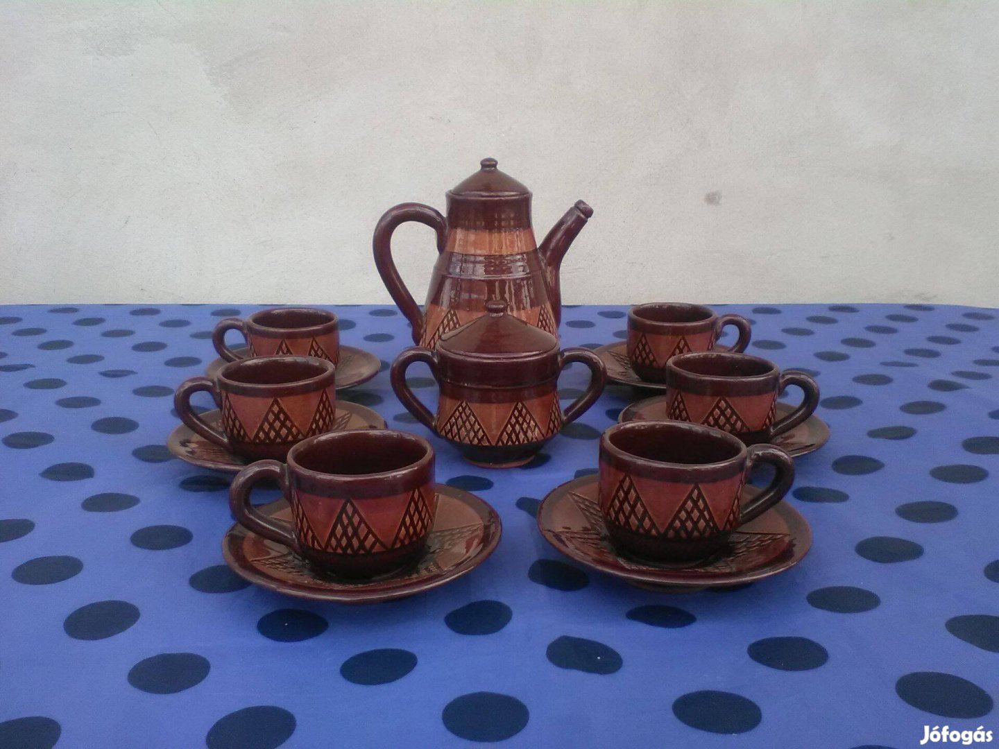 Kávés készlet, kerámia, mintás