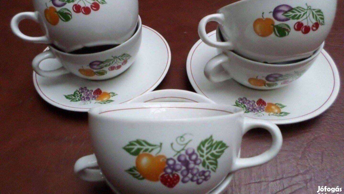 Kávés teás csésze bögre készlet gyümölcsös porcelán