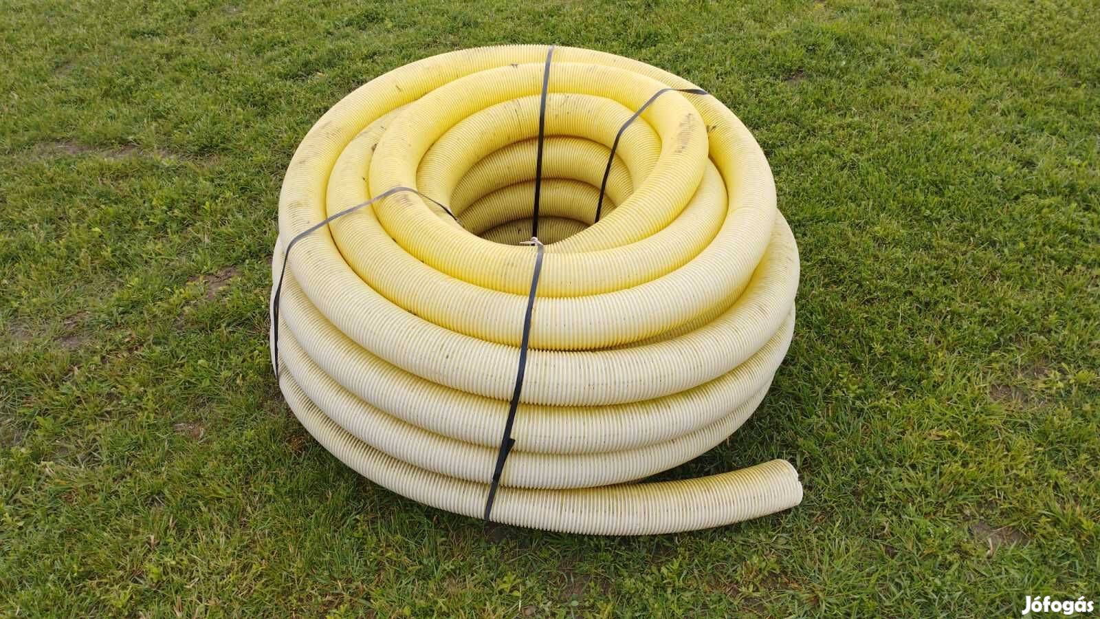 Kb 40m 100 pvc perforált (lyukacsos) sárga dréncső + kötőelemek