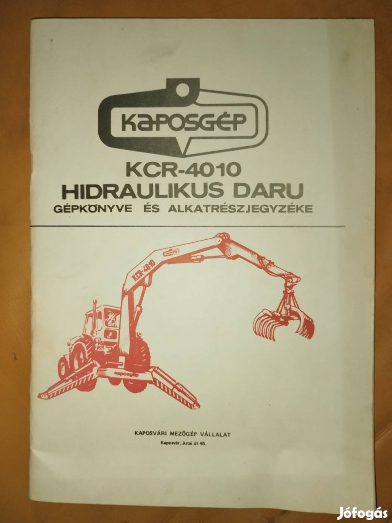 Kcr-4010 hidraulikus daru gepkönyve és alkatrész jegyzeke 