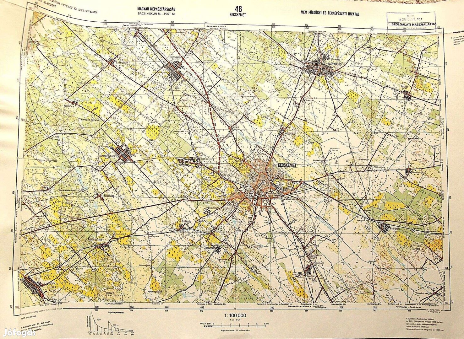 Kecskemét Nagykőrös Lajosmizse térkép 1984