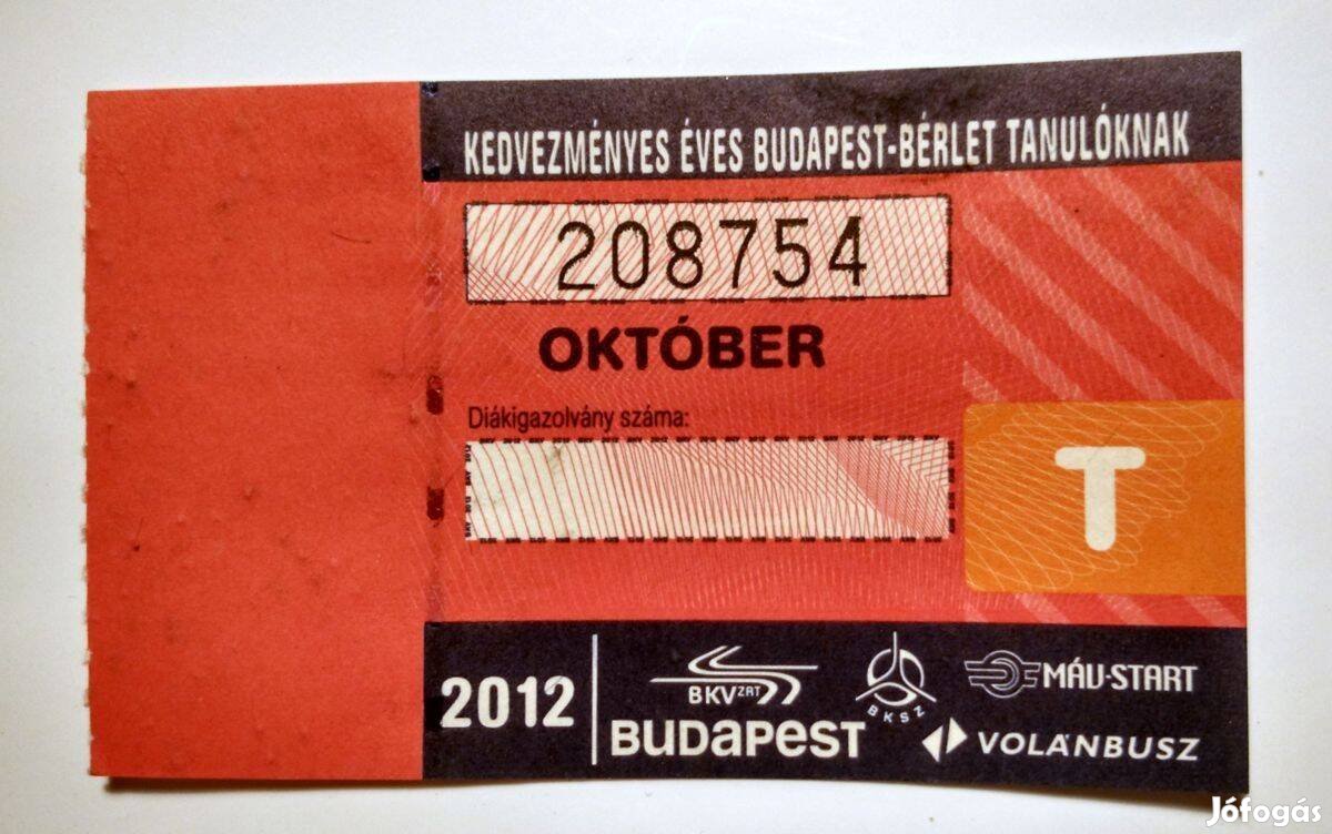 Kedvezményes Éves Budapest-Bérlet Tanulóknak 2012 Október