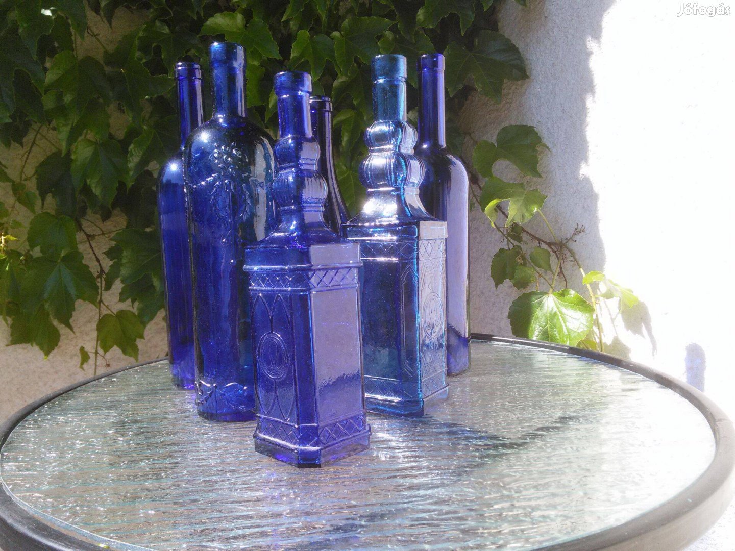Kék Üveg palackok díszüveg