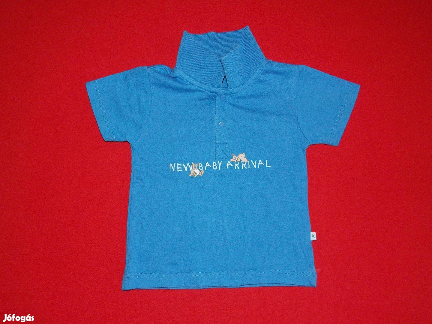 Kék, patentos ingpóló, póló 62-es, 3-4 hónaposra
