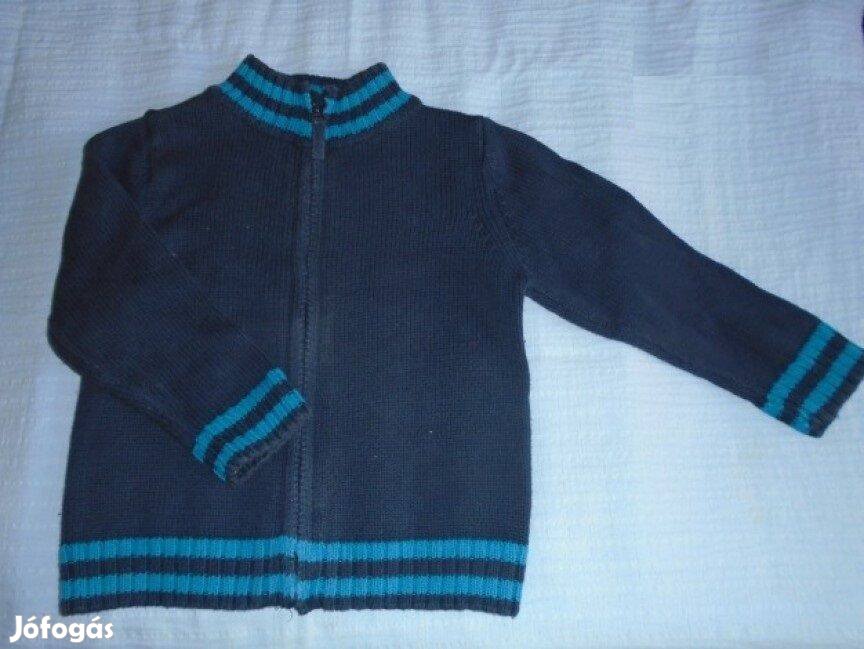 Kék cipzáras pulóver kardigán 2 évesre (méret 92)
