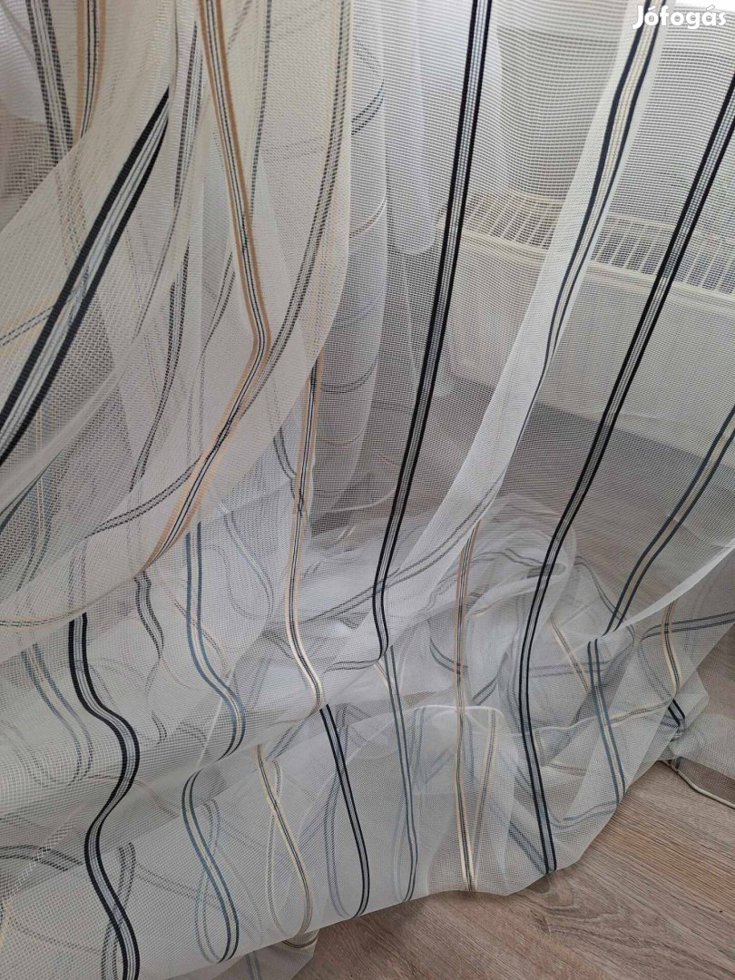 Kék csíkos, hálós függöny új (6,8m x 270 cm) Akció