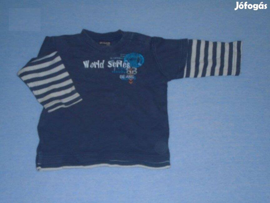 Kék csíkos ujjú hosszú ujjú felső 6-9 hó méret 74