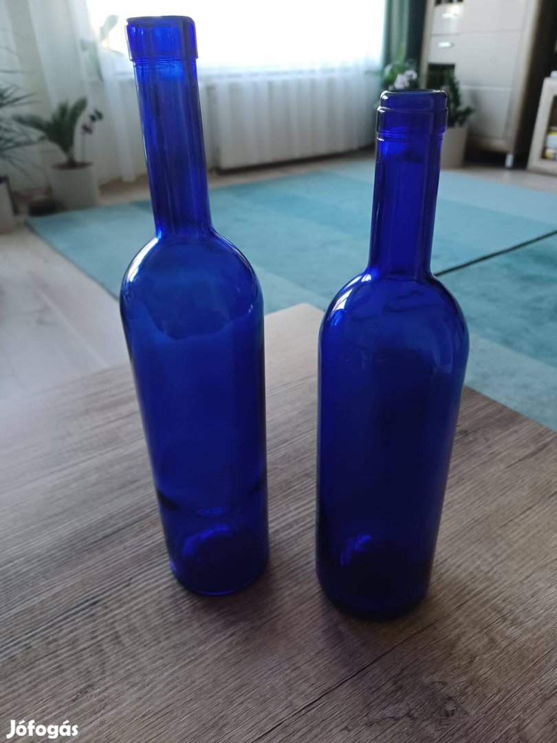 Kék dekoráció üveg 2 db