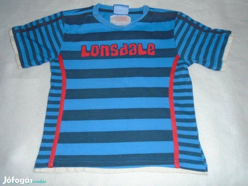Kék és csíkos Lonsdale póló 5-6 évesre (méret 116)