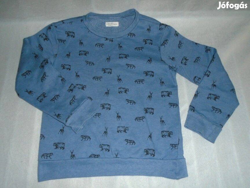 Kék és mintás pulóver 8-9 évesre (méret 134)