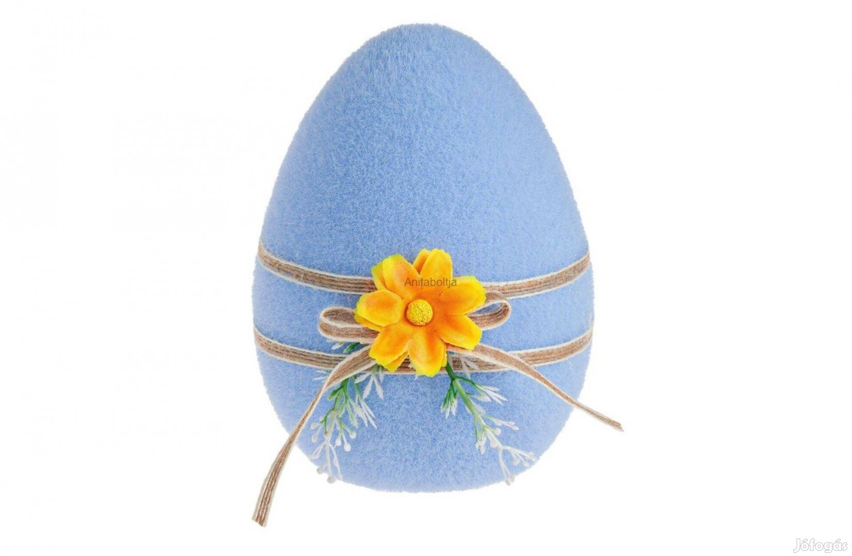 Kék hab nyúl dekoratív húsvéti figura 10x12cm