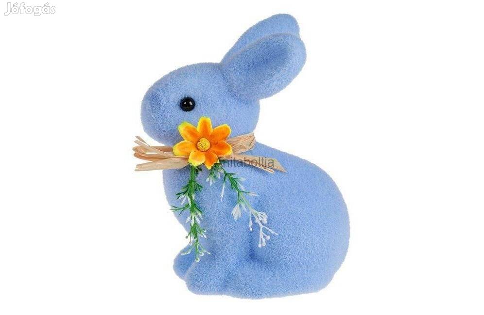 Kék hab nyúl dekoratív húsvéti figura 18 cm