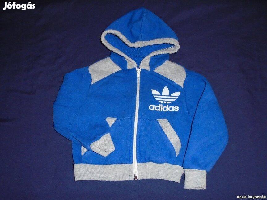 Kék kapucnis cipzáras pulóver 12-18 hó (méret 86) Adidas