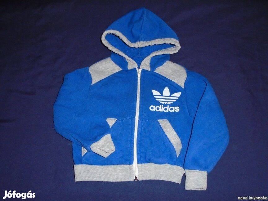 Kék kapucnis és cipzáras pulóver 12-18 hó (méret 86) Adidas