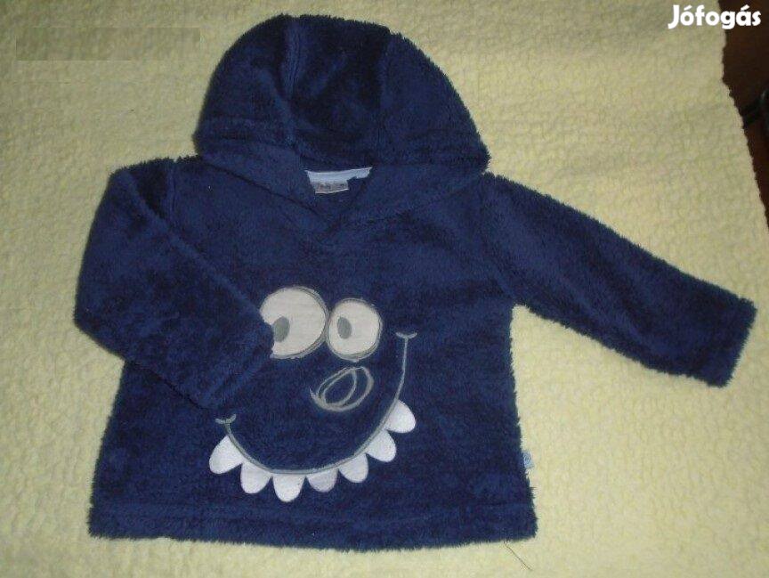 Kék kapucnis puha pulóver 12-18 hó (méret 86)