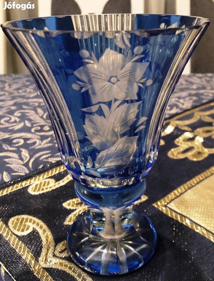 Kék kristály váza szett