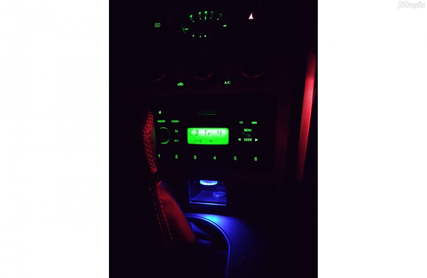 Kék ledes érintős hangulat világítás fény autóba elemes