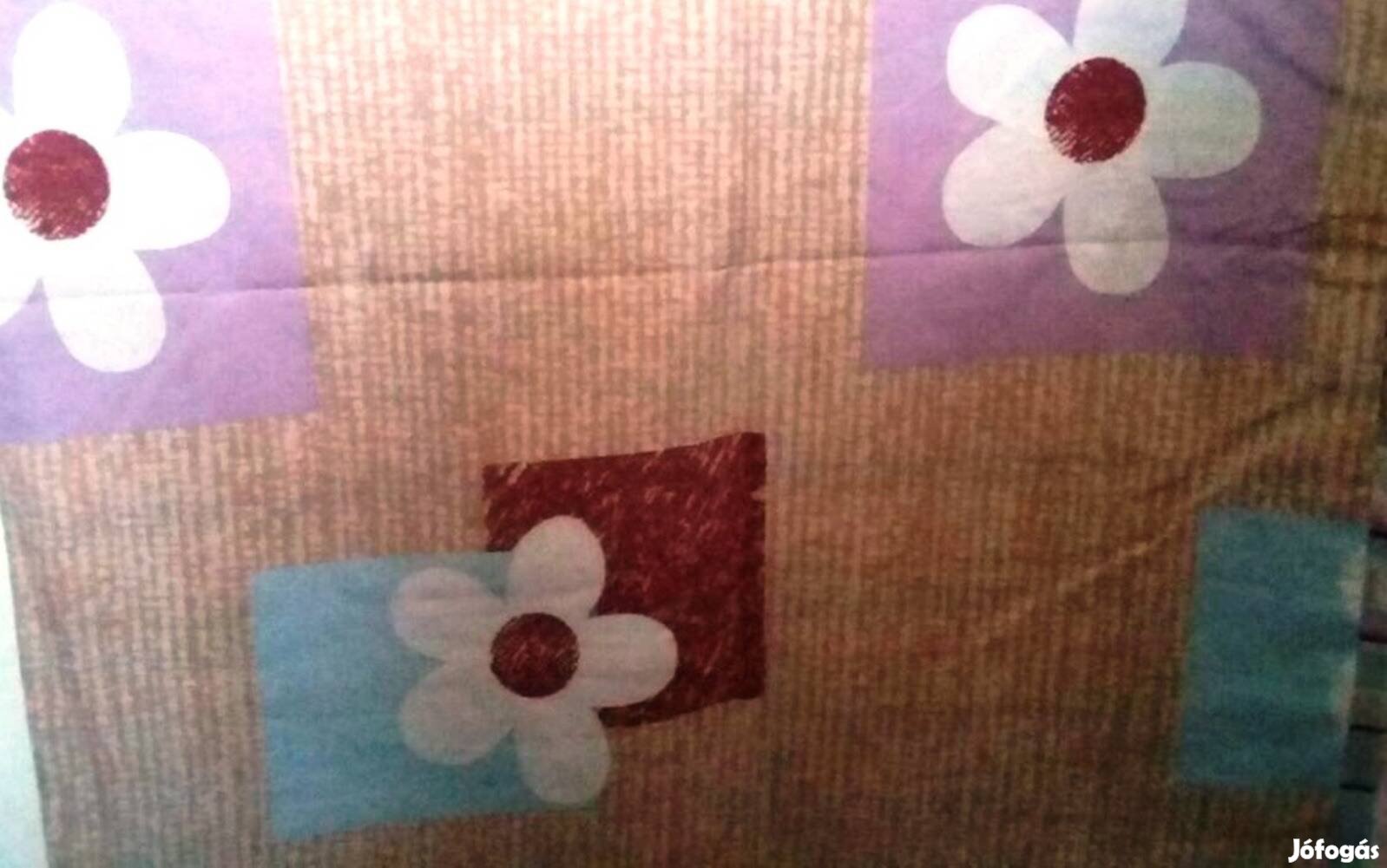 Kék-lila-barna virágos ágynemű szett