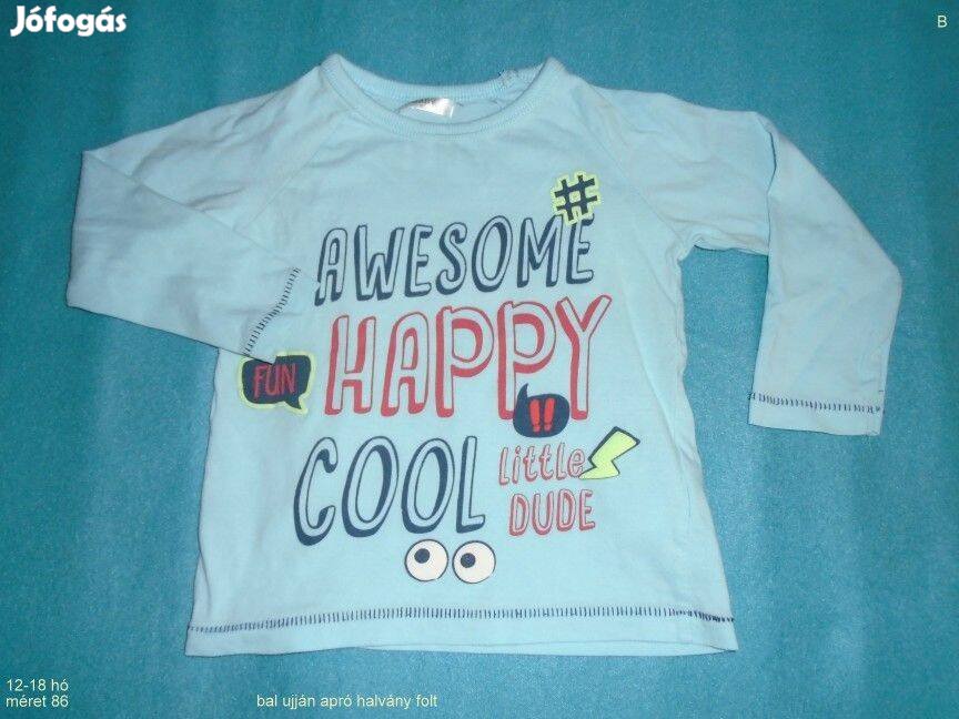 Kék mintás hosszú ujjú felső 12-18 hó méret 86