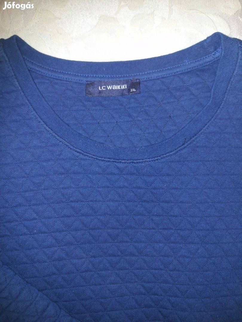 Kék steppelt férfi pulóver XL