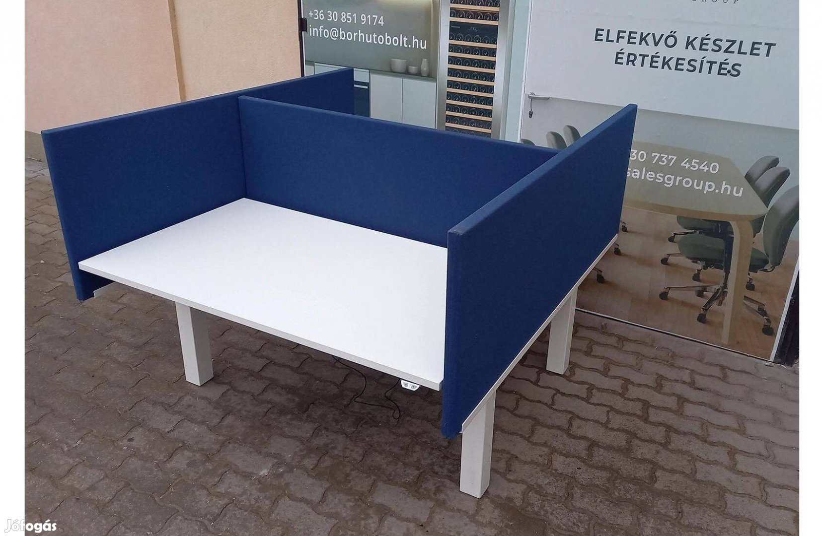Kék színű asztali paraván, térelválasztó, oldalsó elem - használt