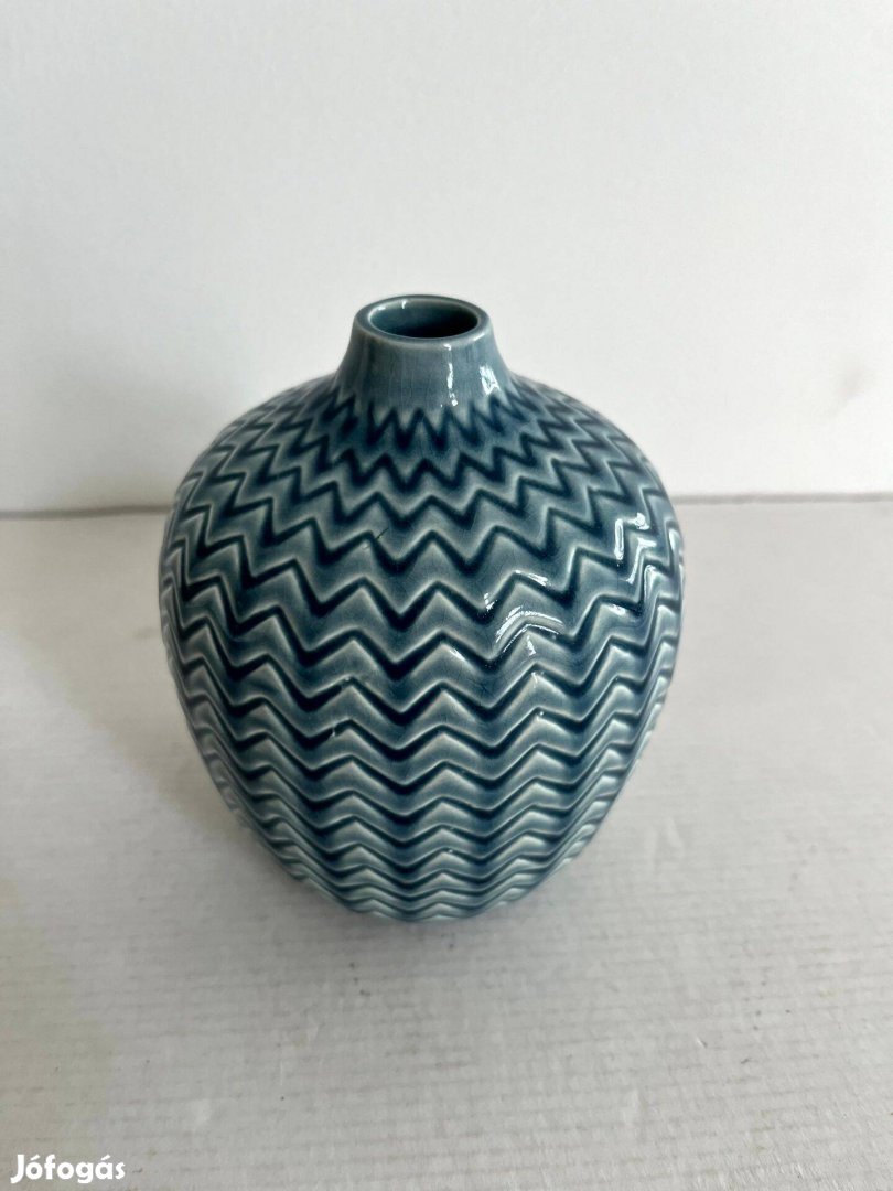 Kék színű égetett mázas design kerámia váza