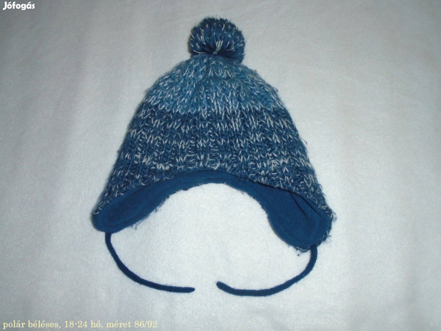 Kék színű polár béléses sapka 18-24 hó méret 86 92