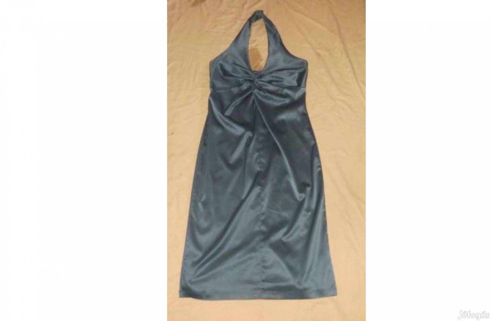 Kékes zöld nyakpántos ruha One 10/36-s h: 111 cm mb:76-92 cm mellnél c