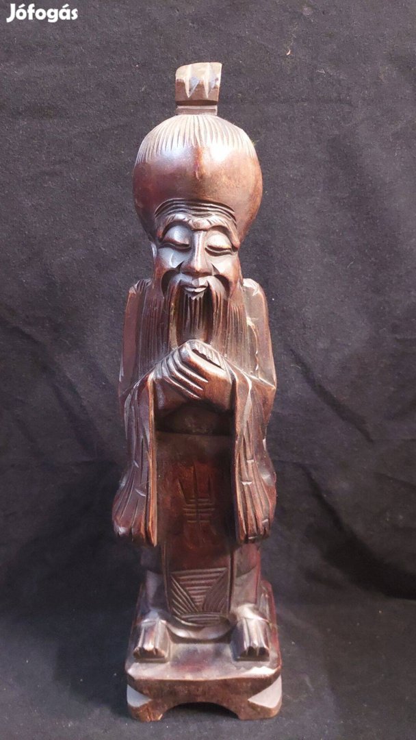 Keleti bölcs fafaragás szobor, 47 cm