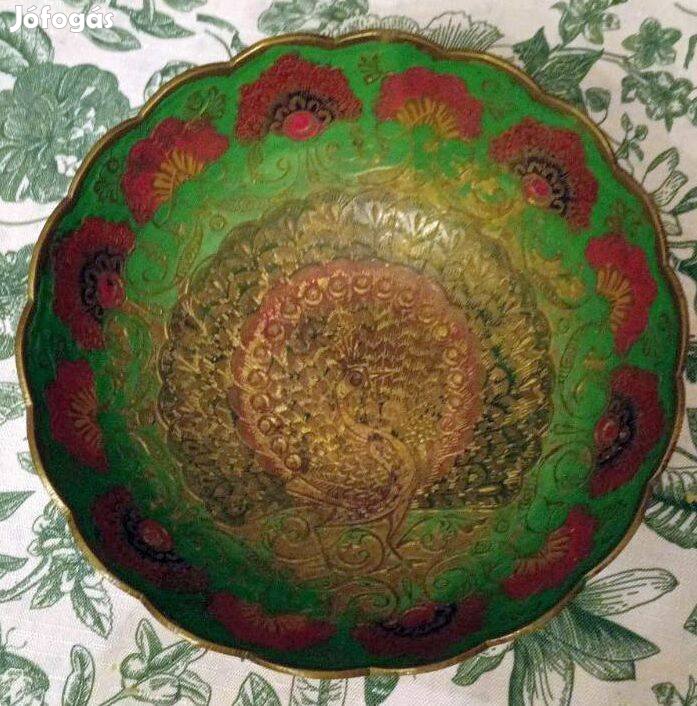 Keleti páva mintás talpas dísztál