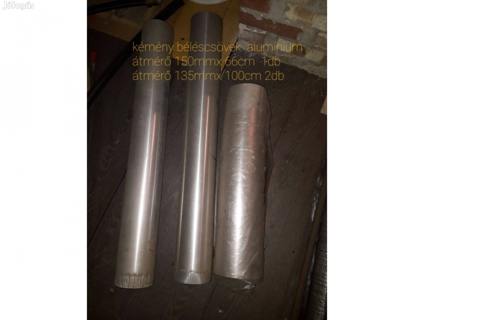 Kéménybéléscső alu átmérő 135mm x 1m 2db, 160mm x 0,66m 1db új eladó