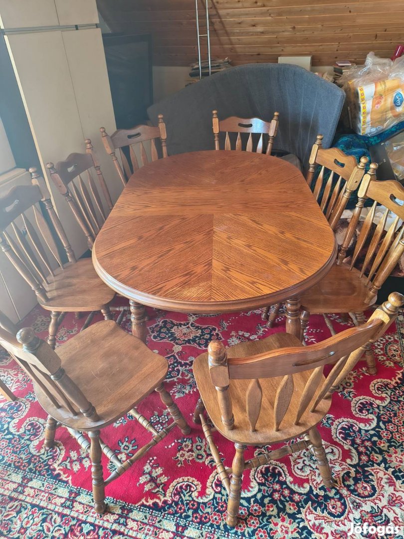 Keményfa ebédlő garnitúra