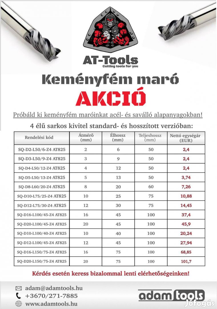 Keményfém sarokmarók raktárról